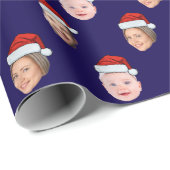 Create Your Own Santa Hat Face 3 Photo Blue Geschenkpapier (Rolleneckpunkt)