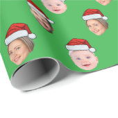 Create Your Own Santa Hat Face 3 Photo Green Geschenkpapier (Rolleneckpunkt)