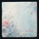 Create Your Own Shabby Chic Blue Pink Roses Steinuntersetzer<br><div class="desc">This sandstone coaster features enchanting artwork that you can customize by personalizing them to decorate your home & ritual space or for every day use. Perfect for adding a personal touch to any handfasting, wedding, or special occasion, they also make terrific gifts for friends, family & your sister witches. Inspired...</div>