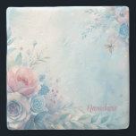 Create Your Own Shabby Chic Blue Pink Roses Steinuntersetzer<br><div class="desc">This sandstone coaster features enchanting artwork that you can customize by personalizing them to decorate your home & ritual space or for every day use. Perfect for adding a personal touch to any handfasting, wedding, or special occasion, they also make terrific gifts for friends, family & your sister witches. Inspired...</div>