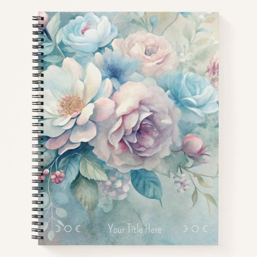 Create Your Own Shabby Chic Blue Pink White Roses Notizblock (Vorderseite)