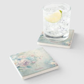 Create Your Own Shabby Chic Blue Pink White Roses Steinuntersetzer (Seitenansicht)