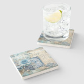 Create Your Own Shabby Chic Blue Roses Floral Steinuntersetzer (Seitenansicht)