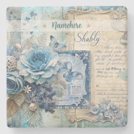 Create Your Own Shabby Chic Blue Roses Floral Steinuntersetzer
