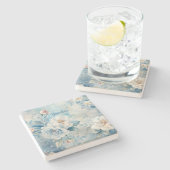 Create Your Own Shabby Chic Misty White Roses Steinuntersetzer (Seitenansicht)