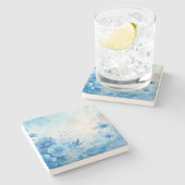 Create Your Own Shabby Chic Pink Blue Wildflowers Steinuntersetzer (Seitenansicht)