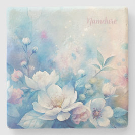 Create Your Own Shabby Chic Pink White Tea Roses Steinuntersetzer