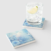 Create Your Own Shabby Chic Romantic Blue Roses Steinuntersetzer (Seitenansicht)