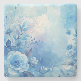 Create Your Own Shabby Chic Romantic Blue Roses Steinuntersetzer