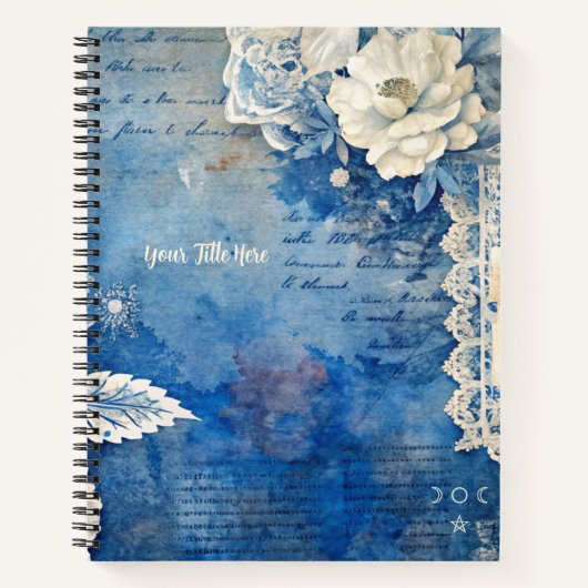 Create Your Own Shabby Chic White Rose Blue Floral Notizblock (Vorderseite)