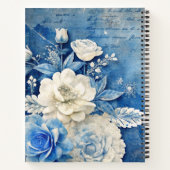 Create Your Own Shabby Chic White Rose Blue Floral Notizblock (Rückseite)