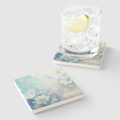 Create Your Own Shabby Chic White Tea Roses Steinuntersetzer (Seitenansicht)