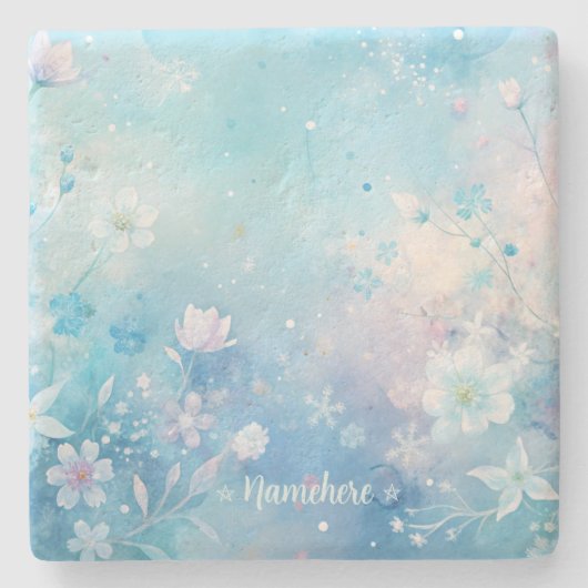 Create Your Own Shabby Chic White Wildflowers Steinuntersetzer (Vorderseite)