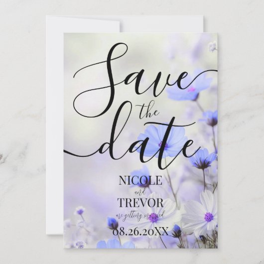 Create Your Own Simple Blue Flowers Wedding Save The Date (Vorderseite)