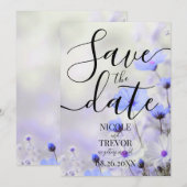 Create Your Own Simple Blue Flowers Wedding Save The Date (Vorne/Hinten)