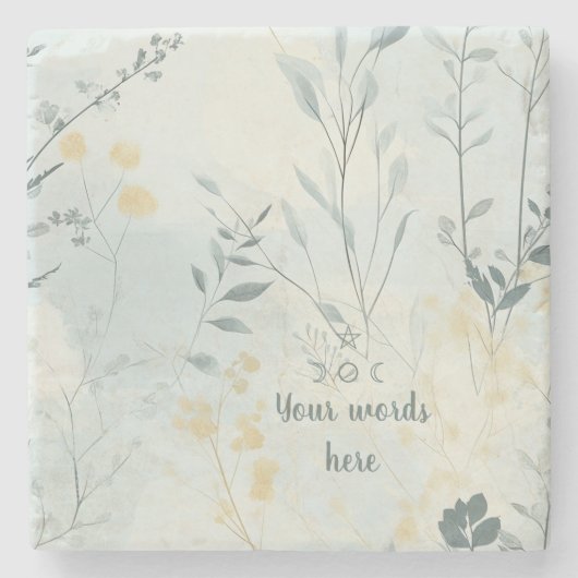 Create Your Own Soft Golden Flowers Minimalist Steinuntersetzer (Vorderseite)