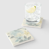 Create Your Own Soft Yellow Flowers Minimalist Steinuntersetzer (Seitenansicht)