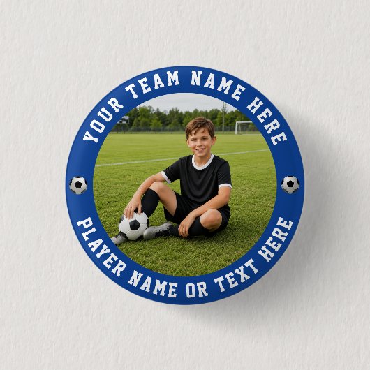 Create Your Own Sports Soccer Team Photo Button (Vorderseite)