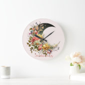 Create Your Own Spring Floral Crescent Moon Große Wanduhr (Zuhause)