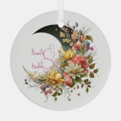 Create Your Own Spring Floral Crescent Moon Ornament Aus Glas (Rückseite)
