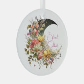 Create Your Own Spring Floral Crescent Moon Ornament Aus Glas (Vorderseite Rechts)