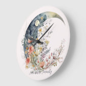 Create Your Own Spring Meadow Floral Crescent Moon Große Wanduhr (Winkel)