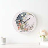 Create Your Own Spring Meadow Floral Crescent Moon Große Wanduhr (Zuhause)