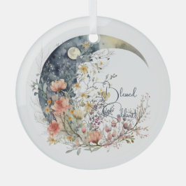 Create Your Own Spring Meadow Floral Crescent Moon Ornament Aus Glas