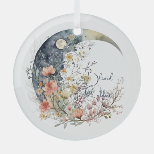 Create Your Own Spring Meadow Floral Crescent Moon Ornament Aus Glas (Vorderseite)