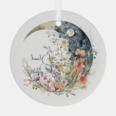 Create Your Own Spring Meadow Floral Crescent Moon Ornament Aus Glas (Rückseite)