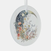 Create Your Own Spring Meadow Floral Crescent Moon Ornament Aus Glas (Vorderseite Rechts)