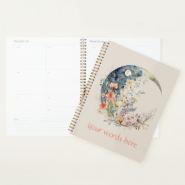 Create Your Own Spring Meadow Floral Crescent Moon Planer