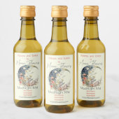 Create Your Own Spring Meadow Floral Crescent Moon Weinetikett (Flaschen)