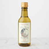 Create Your Own Spring Meadow Floral Crescent Moon Weinetikett (Vorderseite)