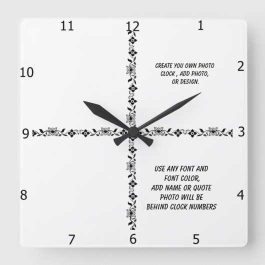 CREATE YOUR OWN   SQUARE WALL CLOCK QUADRATISCHE WANDUHR (Vorderseite)