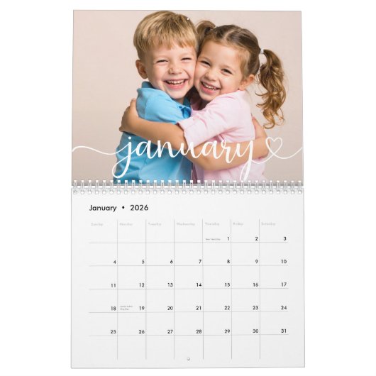 Create Your Own Stylish Script Family Photo 2026 Kalender (Jan 2026)