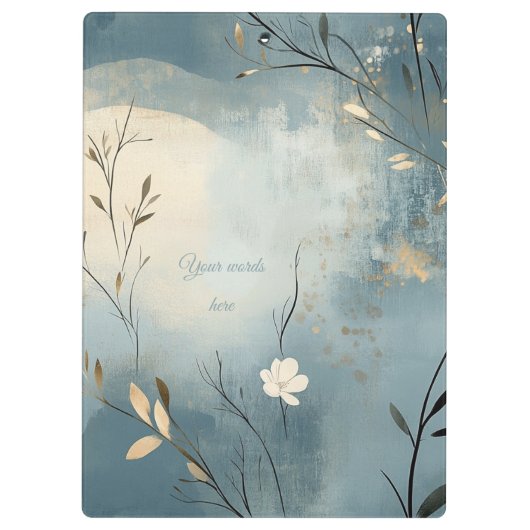 Create Your Own Summer Blue Floral Minimalist Klemmbrett (Rückseite)