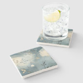 Create Your Own Summer Blue Floral Minimilist Steinuntersetzer (Seitenansicht)