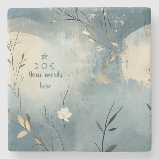 Create Your Own Summer Blue Floral Minimilist Steinuntersetzer (Vorderseite)