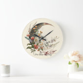 Create Your Own Summer Floral Crescent Moon Große Wanduhr (Zuhause)