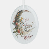 Create Your Own Summer Floral Crescent Moon Ornament Aus Glas (Vorderseite links)