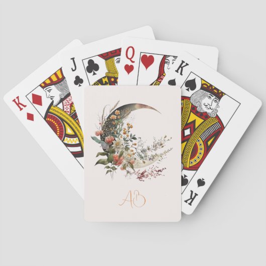 Create Your Own Summer Floral Crescent Moon Spielkarten (Rückseite)