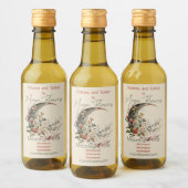 Create Your Own Summer Floral Crescent Moon Weinetikett (Flaschen)