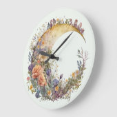 Create Your Own Summer Garden Floral Crescent Moon Große Wanduhr (Winkel)