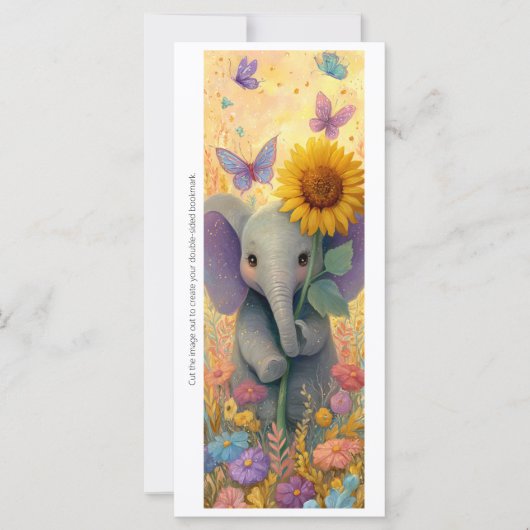 Create Your Own Sunflower Elephant Bookmark Card (Vorderseite)
