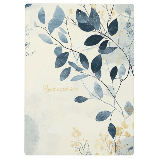 Create Your Own Sunny Blue Gold Floral Minimalist Klemmbrett (Rückseite)