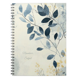 Create Your Own Sunny Blue Gold Floral Minimalist Notizblock
