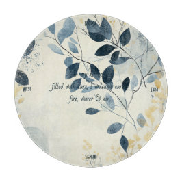 Create Your Own Sunny Blue Gold Floral Minimalist Schneidebrett