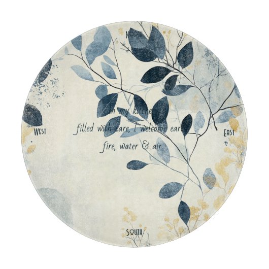 Create Your Own Sunny Blue Gold Floral Minimalist Schneidebrett (Vorderseite)