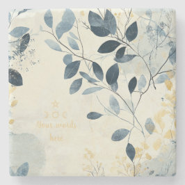 Create Your Own Sunny Blue Gold Floral Minimalist Steinuntersetzer